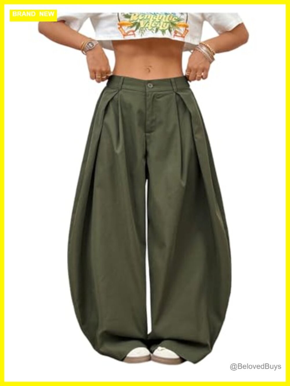 Pleated High Waist Wide Leg Palazzo Cargo Pants